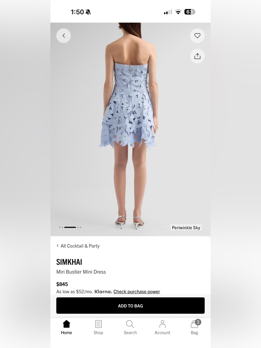 SIMKHAI Periwinkle Sky Miri Bustier Mini Dress